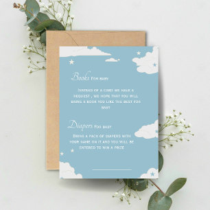 Blauw boek en luiers voor baby boy baby shower kaart