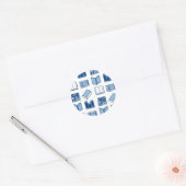 Blauw boek lezen en schrijven patroon ronde sticker (Envelop)