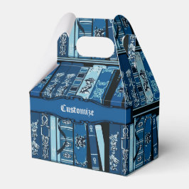 Blauw boek planken boeken gevel bedankdoosjes