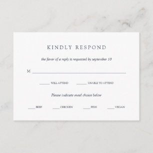 blauw boeket Floral Wedding Maaltijdkeuze RSVP Kaartje