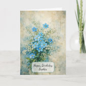Blauw Boeket van Wilde Bloemen Kaart (Voorkant)
