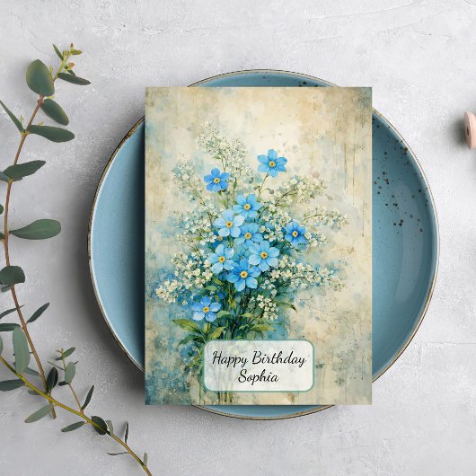 Blauw Boeket van Wilde Bloemen Kaart