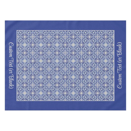 Blauw Boerderij Keuken Geschilderde Tegel Tafelkleed (Voorkant (Horizontaal))