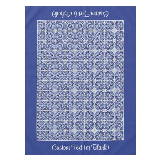  Blauw  Boerderij Keuken Geschilderde Tegel Tafelkleed (Voorkant)