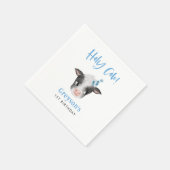 Blauw Boerderij Koe Verjaardags Papier Servet (Hoek)