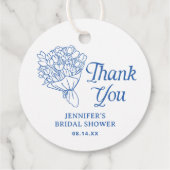 Blauw boerenmarkt bruidsfeest bedankje bedankjes labels (Achterkant)