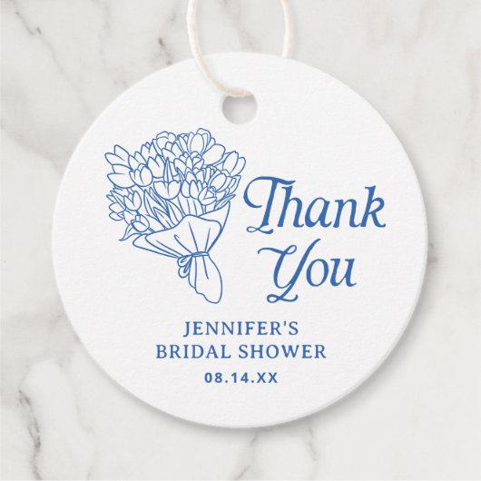 Blauw boerenmarkt bruidsfeest bedankje bedankjes labels (Voorkant)