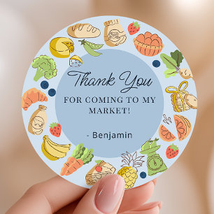 Blauw boerenmarkt feest favoriet bedankt ronde sticker