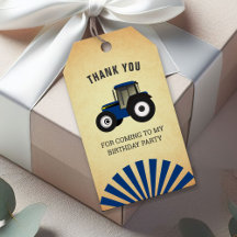 Blauw boerentraktor kinderverjaardagsfeest bedankt