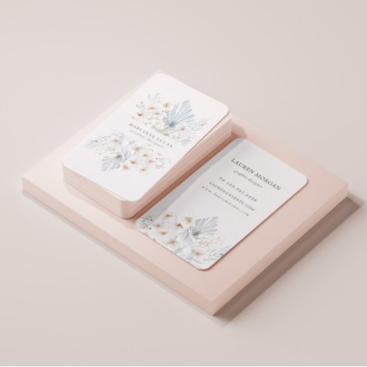 Blauw Boheems Bloemen Visitekaartje