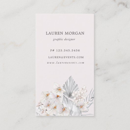 Blauw Boheems Bloemen Visitekaartje (Achterkant)