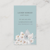 Blauw Boheems Bloemen Visitekaartje (Achterkant)