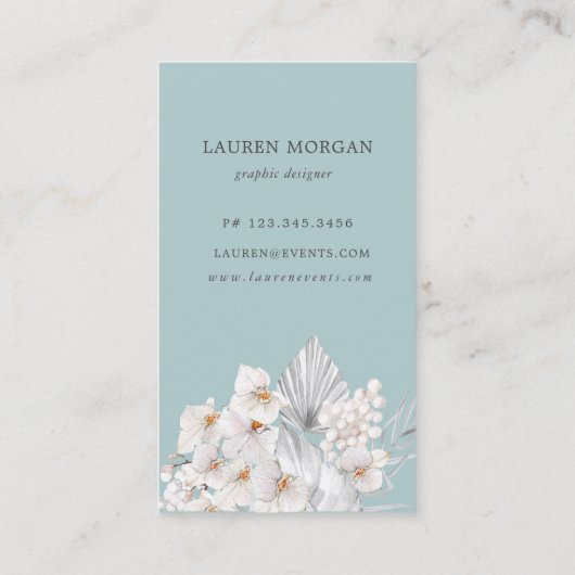 Blauw Boheems Bloemen Visitekaartje (Achterkant)