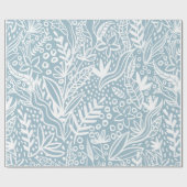 Blauw Bohemian Trendy Floral Print Wrapping Paper Cadeaupapier (Vlak)