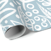 Blauw Bohemian Trendy Floral Print Wrapping Paper Cadeaupapier (Rol Hoek)