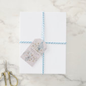 Blauw bohemien bloemmotief cadeaulabel (Met Touw)