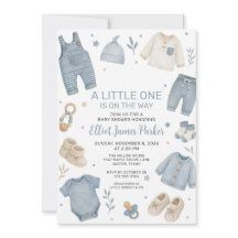 Blauw Boho Babykleren Jongens Shower Uitnodiging