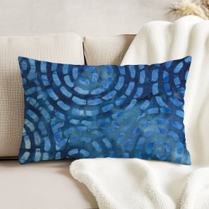 Blauw Boho Batik Abstracte Spiralen Accent Kussen