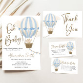Blauw Boho Beer Babyshower  Kaart