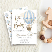 Blauw Boho Beer Babyshower  Kaart