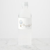 Blauw Boho Beer Babyshower Waterfles Etiket (Voorkant)