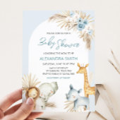 Blauw Boho Bloem Safari Baby Shower Kaart