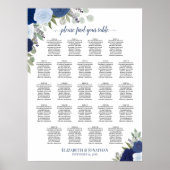 Blauw Boho Bloemen 23 Tafel Trouwstoelindeling Gra Poster (Voorkant)