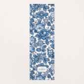 Blauw Boho Bloemen w/Name & Monogram Yogamat (Voorkant)