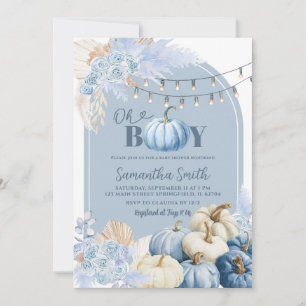 Blauw Boho Bloemenkleuren Pompoen Baby Shower Kaart
