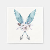 Blauw Boho Bohemian Arrows Veer Bloemen Party Servetten (Voorkant)