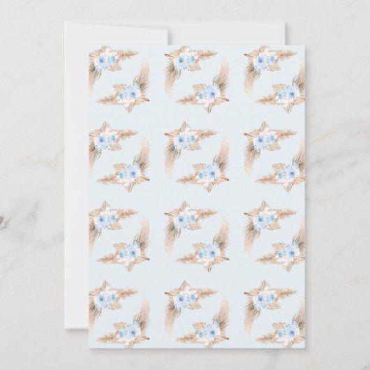 Blauw Boho Boog Slaande Olifant Baby Shower Kaart (Achterkant)