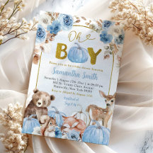 Blauw Boho Bos Herfst Pompoen Baby Shower
