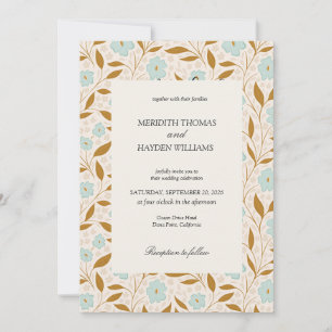 Blauw Boho Botanische bruiloft Kaart