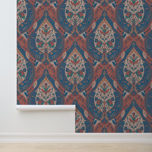 Blauw Boho Chic Geïnspireerd Behang (Applicatie)