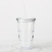 Blauw Boho Chic Rozen Elegante Bruidsmeisje Huweli Acryl Drinkbeker (Links)