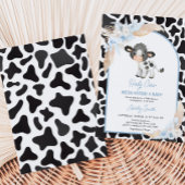 Blauw Boho Hoogland Kalf Babyshower Kaart