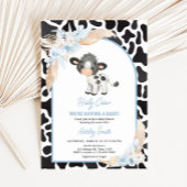 Blauw Boho Hoogland Kalf Babyshower Kaart