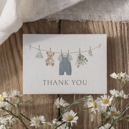 Blauw Boho Jongen Babykleren Baby Shower Bedankkaart