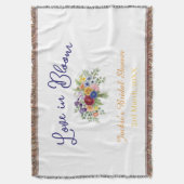 blauw boho liefde in bloei bruidsfeest naam retro deken (Voorkant Verticaal)