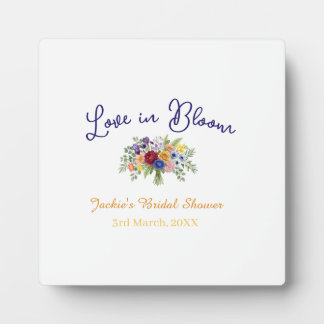 blauw boho liefde in bloei bruidsfeest naam retro fotoplaat