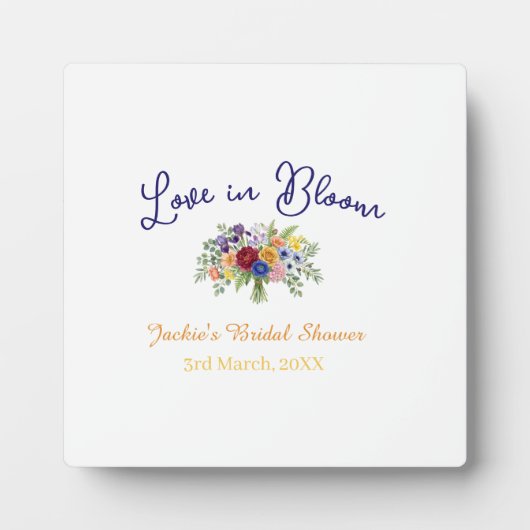 blauw boho liefde in bloei bruidsfeest naam retro fotoplaat (Voorkant)