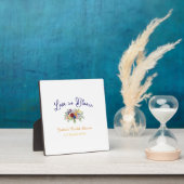 blauw boho liefde in bloei bruidsfeest naam retro fotoplaat (Insitu)