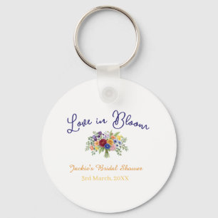 blauw boho liefde in bloei bruidsfeest naam retro sleutelhanger