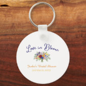 blauw boho liefde in bloei bruidsfeest naam retro sleutelhanger (Voorkant)