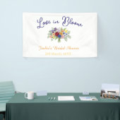 blauw boho liefde in bloei bruidsfeest naam retro spandoek (Beurs)
