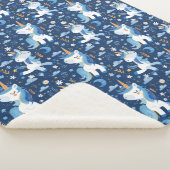 Blauw boho ontwerp met eenhoorn sherpa deken (3/4)
