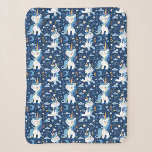Blauw boho ontwerp met eenhoorn sherpa deken