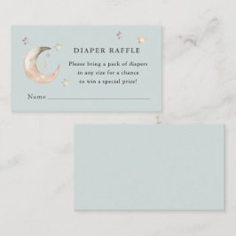 Blauw Boho Over de Maan Baby Shower Luier raffle Informatiekaartje