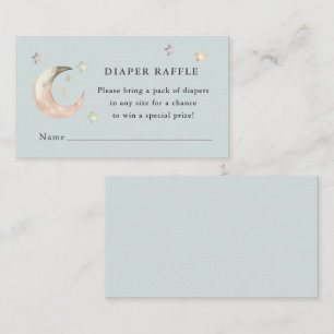 Blauw Boho Over de Maan Baby Shower Luier raffle Informatiekaartje