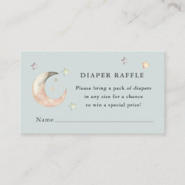Blauw Boho Over de Maan Baby Shower Luier raffle Informatiekaartje